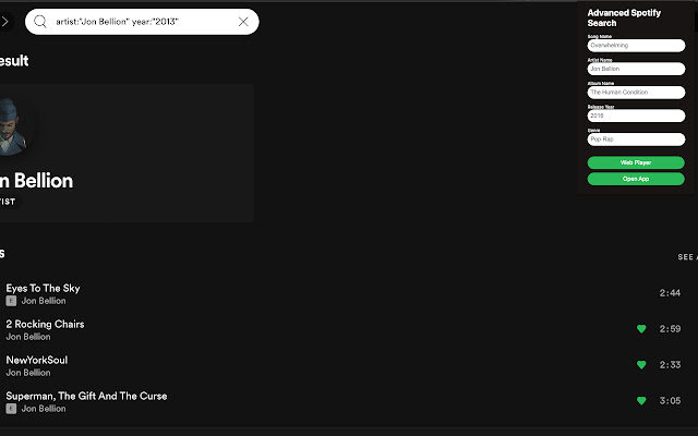 Advanced Spotify Search from Chrome web store to be run with OffiDocs Chromium online Advanced Spotify Search from Chrome web store to be run with OffiDocs Chromium online