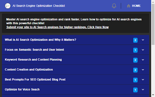 AI Search Engine Optimization Checklist from Chrome web store to be run with OffiDocs Chromium online AI Search Engine Optimization Checklist from Chrome web store to be run with OffiDocs Chromium online