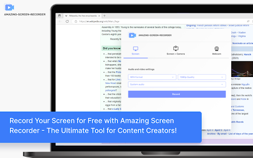 Amazing Screen Recorder from Chrome web store to be run with OffiDocs Chromium online Amazing Screen Recorder from Chrome web store to be run with OffiDocs Chromium online