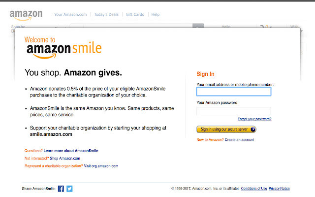AmazonSmile Auto Redirect from Chrome web store to be run with OffiDocs Chromium online AmazonSmile Auto Redirect from Chrome web store to be run with OffiDocs Chromium online
