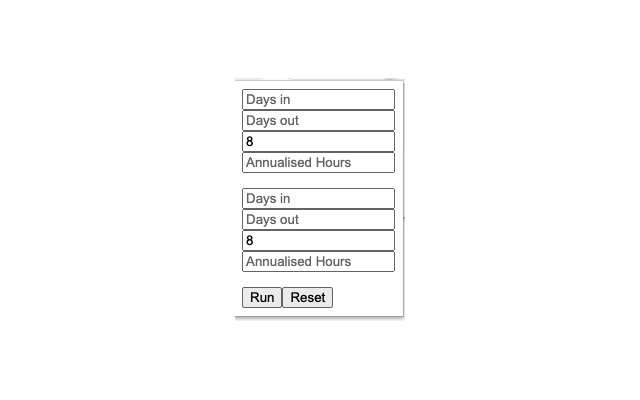 Annualised Hours from Chrome web store to be run with OffiDocs Chromium online Annualised Hours from Chrome web store to be run with OffiDocs Chromium online