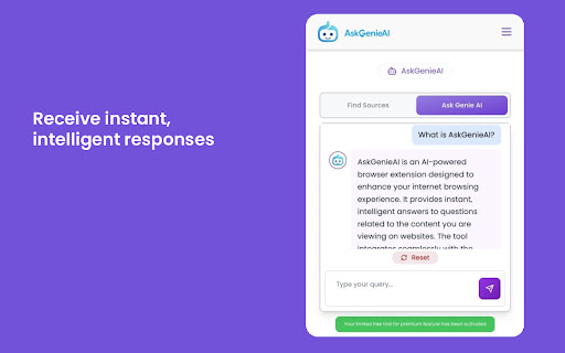 AskGenieAI from Chrome web store to be run with OffiDocs Chromium online AskGenieAI from Chrome web store to be run with OffiDocs Chromium online