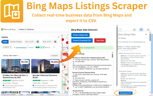 Bing Maps Listings Scraper from Chrome web store to be run with OffiDocs Chromium online Bing Maps Listings Scraper from Chrome web store to be run with OffiDocs Chromium online