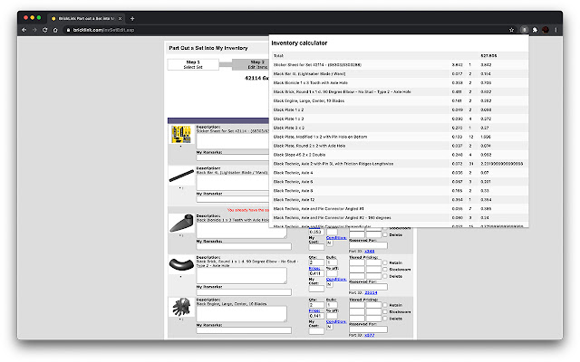 Bricklink inventory calculator from Chrome web store to be run with OffiDocs Chromium online Bricklink inventory calculator from Chrome web store to be run with OffiDocs Chromium online
