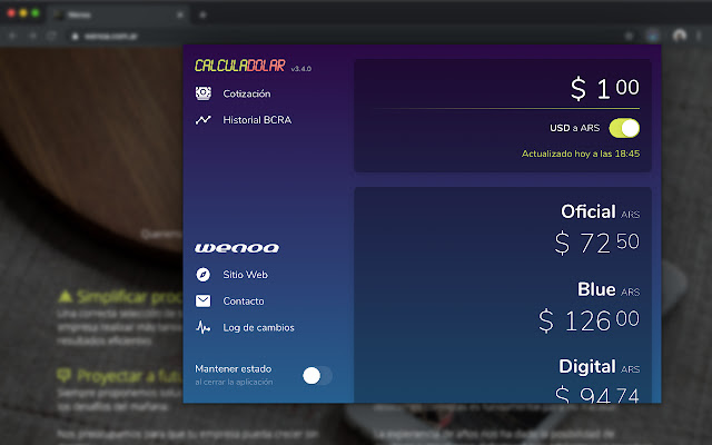 CalculaDolar from Chrome web store to be run with OffiDocs Chromium online CalculaDolar from Chrome web store to be run with OffiDocs Chromium online