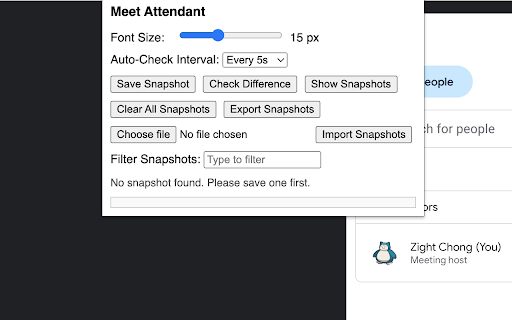 Check Attendance for Google Meet from Chrome web store to be run with OffiDocs Chromium online Check Attendance for Google Meet from Chrome web store to be run with OffiDocs Chromium online