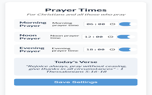 Christian Prayer Reminder from Chrome web store to be run with OffiDocs Chromium online Christian Prayer Reminder from Chrome web store to be run with OffiDocs Chromium online