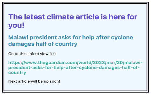 Climate Articles! from Chrome web store to be run with OffiDocs Chromium online Climate Articles! from Chrome web store to be run with OffiDocs Chromium online