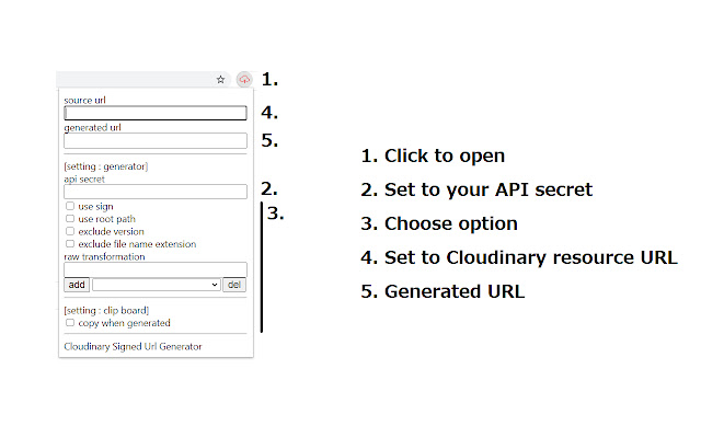 Cloudinary Signed Url Generator from Chrome web store to be run with OffiDocs Chromium online Cloudinary Signed Url Generator from Chrome web store to be run with OffiDocs Chromium online