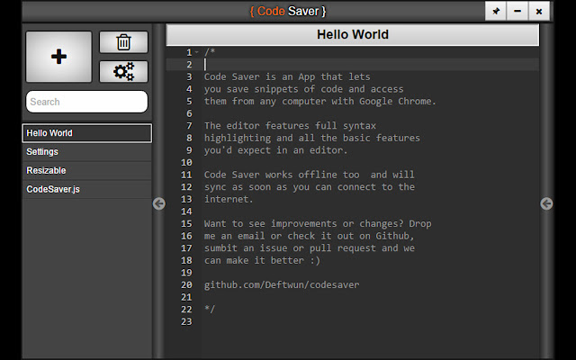 Code Saver (Alpha) from Chrome web store to be run with OffiDocs Chromium online Code Saver (Alpha) from Chrome web store to be run with OffiDocs Chromium online