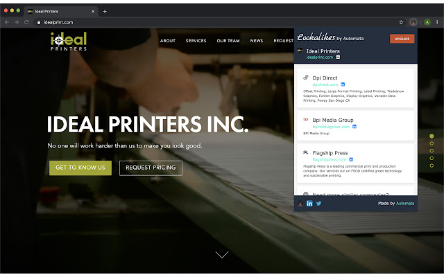 Company Lookalikes by Automata from Chrome web store to be run with OffiDocs Chromium online Company Lookalikes by Automata from Chrome web store to be run with OffiDocs Chromium online