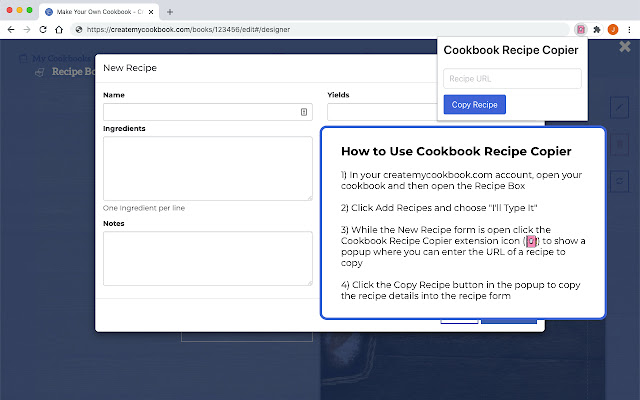 Cookbook Recipe Copier from Chrome web store to be run with OffiDocs Chromium online Cookbook Recipe Copier from Chrome web store to be run with OffiDocs Chromium online