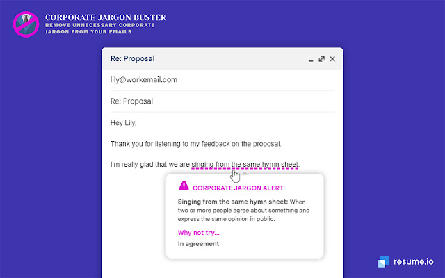 Corporate Jargon Buster from Chrome web store to be run with OffiDocs Chromium online Corporate Jargon Buster from Chrome web store to be run with OffiDocs Chromium online