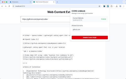 CORS Unblock from Chrome web store to be run with OffiDocs Chromium online CORS Unblock from Chrome web store to be run with OffiDocs Chromium online