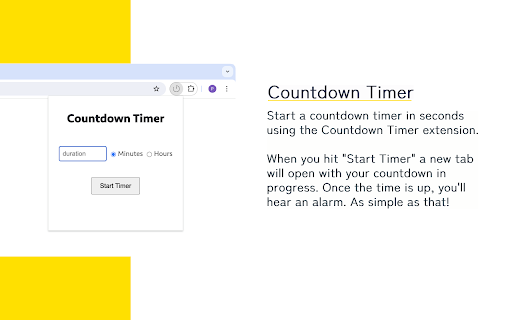 Countdown Timer A Simple Count Down Timer With Alarm from Chrome web store to be run with OffiDocs Chromium online Countdown Timer A Simple Count Down Timer With Alarm from Chrome web store to be run with OffiDocs Chromium online