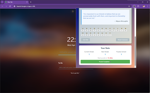 Daily Cryptogram from Chrome web store to be run with OffiDocs Chromium online Daily Cryptogram from Chrome web store to be run with OffiDocs Chromium online