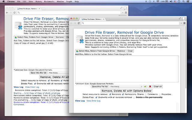 Drive File Eraser, Removal from Chrome web store to be run with OffiDocs Chromium online Drive File Eraser, Removal from Chrome web store to be run with OffiDocs Chromium online