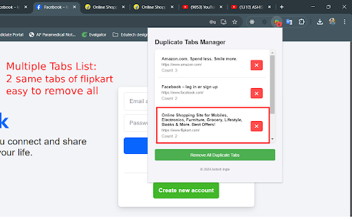Duplicate Tab Closer from Chrome web store to be run with OffiDocs Chromium online Duplicate Tab Closer from Chrome web store to be run with OffiDocs Chromium online