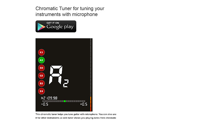 Easy Guitar Tuner from Chrome web store to be run with OffiDocs Chromium online Easy Guitar Tuner from Chrome web store to be run with OffiDocs Chromium online