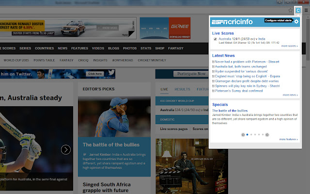 ESPNCricinfo from Chrome web store to be run with OffiDocs Chromium online ESPNCricinfo from Chrome web store to be run with OffiDocs Chromium online