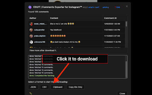 ESUIT | Comments Exporter for Instagram™ from Chrome web store to be run with OffiDocs Chromium online ESUIT | Comments Exporter for Instagram™ from Chrome web store to be run with OffiDocs Chromium online