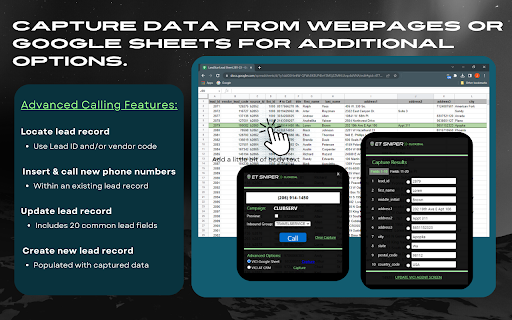 ET Sniper Click2Dial DEVELOPMENT BUILD from Chrome web store to be run with OffiDocs Chromium online ET Sniper Click2Dial DEVELOPMENT BUILD from Chrome web store to be run with OffiDocs Chromium online