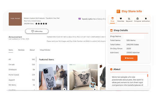 Etsy Store Info Extractor from Chrome web store to be run with OffiDocs Chromium online Etsy Store Info Extractor from Chrome web store to be run with OffiDocs Chromium online