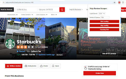 Export Yelp.com reviews to CSV with one click from Chrome web store to be run with OffiDocs Chromium online Export Yelp.com reviews to CSV with one click from Chrome web store to be run with OffiDocs Chromium online