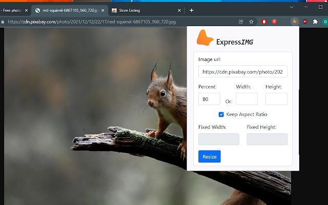 ExpressIMG Resize images from URL from Chrome web store to be run with OffiDocs Chromium online ExpressIMG Resize images from URL from Chrome web store to be run with OffiDocs Chromium online