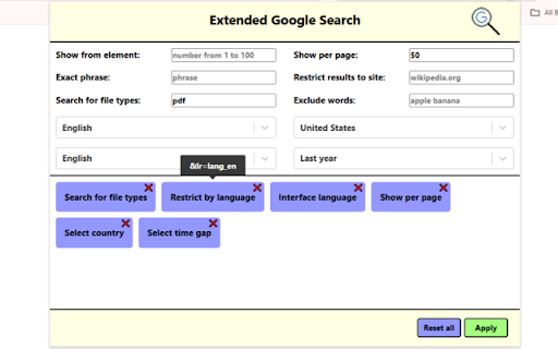 Extended Google Search from Chrome web store to be run with OffiDocs Chromium online Extended Google Search from Chrome web store to be run with OffiDocs Chromium online