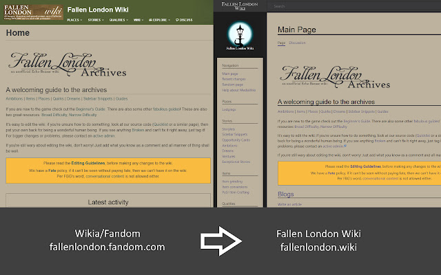 Fallen London Wiki Redirector from Chrome web store to be run with OffiDocs Chromium online Fallen London Wiki Redirector from Chrome web store to be run with OffiDocs Chromium online