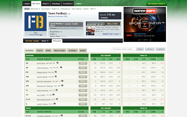 FanBuzz for ESPN Fantasy Sports from Chrome web store to be run with OffiDocs Chromium online FanBuzz for ESPN Fantasy Sports from Chrome web store to be run with OffiDocs Chromium online