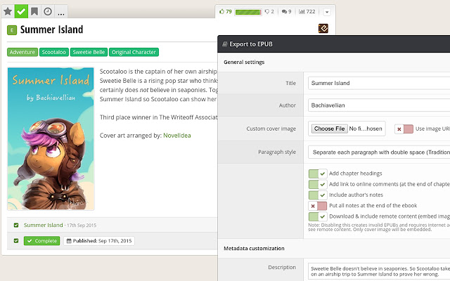fimfic2epub from Chrome web store to be run with OffiDocs Chromium online fimfic2epub from Chrome web store to be run with OffiDocs Chromium online