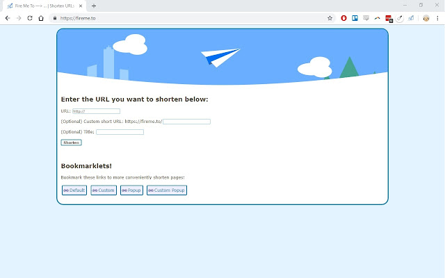 FireMe.To The URL Shortener from Chrome web store to be run with OffiDocs Chromium online FireMe.To The URL Shortener from Chrome web store to be run with OffiDocs Chromium online