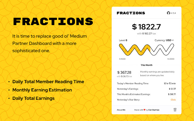 Fractions Medium Partner Dashboard from Chrome web store to be run with OffiDocs Chromium online Fractions Medium Partner Dashboard from Chrome web store to be run with OffiDocs Chromium online