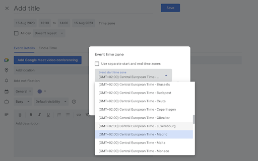 gcal timezones from Chrome web store to be run with OffiDocs Chromium online gcal timezones from Chrome web store to be run with OffiDocs Chromium online