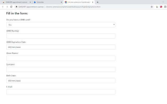 GNIB/IRP appointment scanner from Chrome web store to be run with OffiDocs Chromium online GNIB/IRP appointment scanner from Chrome web store to be run with OffiDocs Chromium online