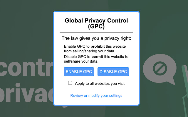 GPC Privacy Choice from Chrome web store to be run with OffiDocs Chromium online GPC Privacy Choice from Chrome web store to be run with OffiDocs Chromium online