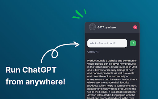 GPT Anywhere from Chrome web store to be run with OffiDocs Chromium online GPT Anywhere from Chrome web store to be run with OffiDocs Chromium online