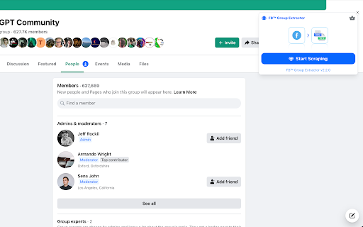 Group Extractor for FB™ | Download Facebook™ Group Members from Chrome web store to be run with OffiDocs Chromium online Group Extractor for FB™ | Download Facebook™ Group Members from Chrome web store to be run with OffiDocs Chromium online