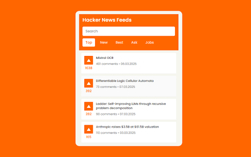 Hacker News Feeds from Chrome web store to be run with OffiDocs Chromium online Hacker News Feeds from Chrome web store to be run with OffiDocs Chromium online