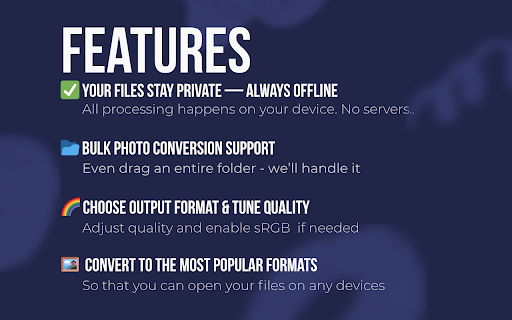 HEIC to JPG/PNG Converter – Free Offline Image Tool from Chrome web store to be run with OffiDocs Chromium online HEIC to JPG/PNG Converter – Free Offline Image Tool from Chrome web store to be run with OffiDocs Chromium online