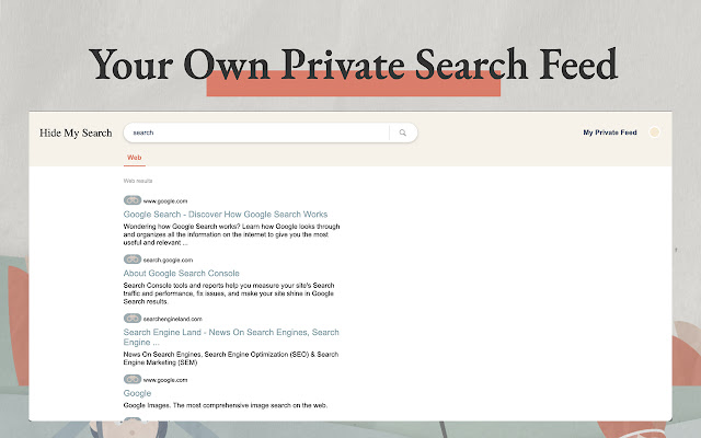 Hide My Search from Chrome web store to be run with OffiDocs Chromium online Hide My Search from Chrome web store to be run with OffiDocs Chromium online