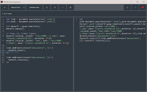 HTML,CSS,JS Minifier Compressor from Chrome web store to be run with OffiDocs Chromium online HTML,CSS,JS Minifier Compressor from Chrome web store to be run with OffiDocs Chromium online