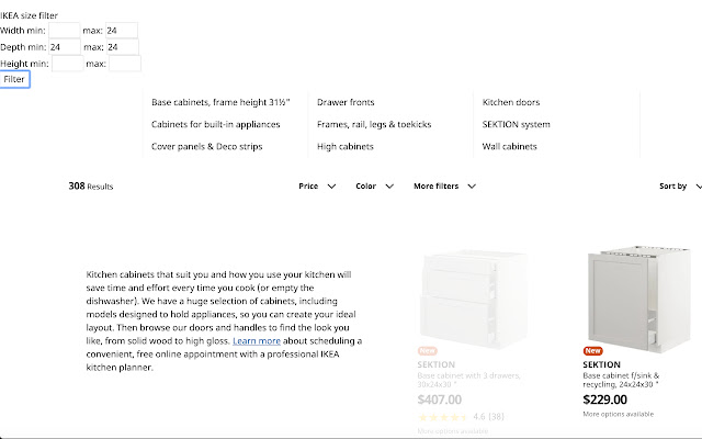 IKEA size filter from Chrome web store to be run with OffiDocs Chromium online IKEA size filter from Chrome web store to be run with OffiDocs Chromium online