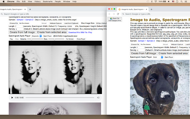 Image to Audio, Spectrogram Player from Chrome web store to be run with OffiDocs Chromium online Image to Audio, Spectrogram Player from Chrome web store to be run with OffiDocs Chromium online