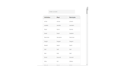 Irregular Verbs from Chrome web store to be run with OffiDocs Chromium online Irregular Verbs from Chrome web store to be run with OffiDocs Chromium online