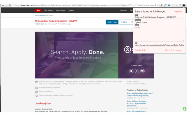 Job Hunger from Chrome web store to be run with OffiDocs Chromium online Job Hunger from Chrome web store to be run with OffiDocs Chromium online