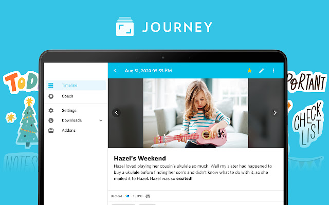 Journey: Diary, Journal from Chrome web store to be run with OffiDocs Chromium online Journey: Diary, Journal from Chrome web store to be run with OffiDocs Chromium online
