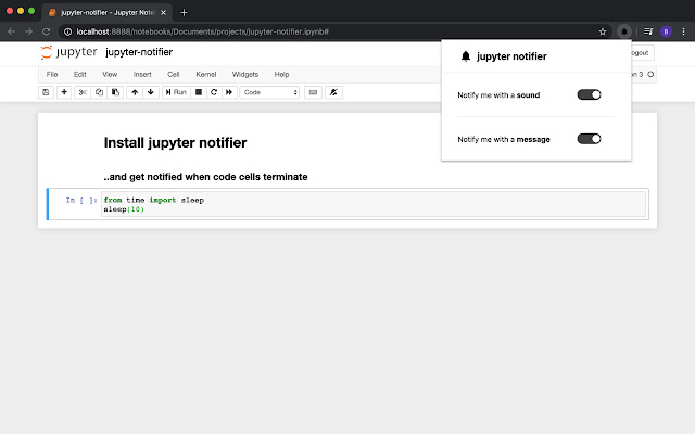 Jupyter Notifier from Chrome web store to be run with OffiDocs Chromium online Jupyter Notifier from Chrome web store to be run with OffiDocs Chromium online